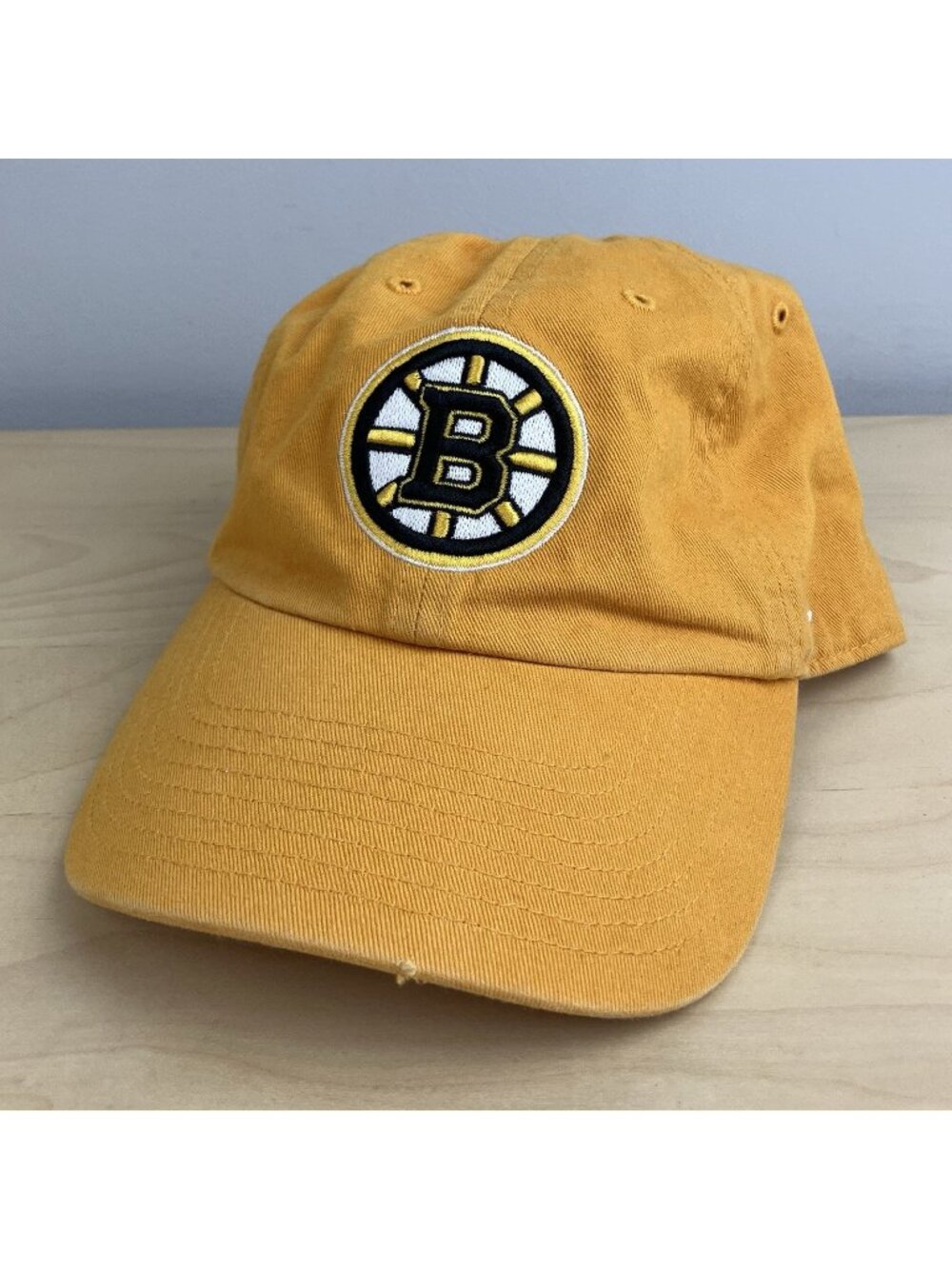 47 Brand Boston Bruins NHL Strapback Hat Yellow Embroidered Logo Cap OSFA